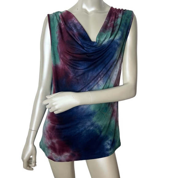 Amore All F. Y. brand Blue Tie Dye Tan Top. - Picture 9 of 9